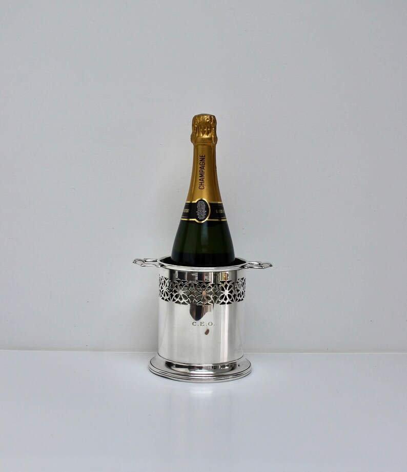 Antique Silver Plated Bottle Holder Galleried Champagne Etsy
