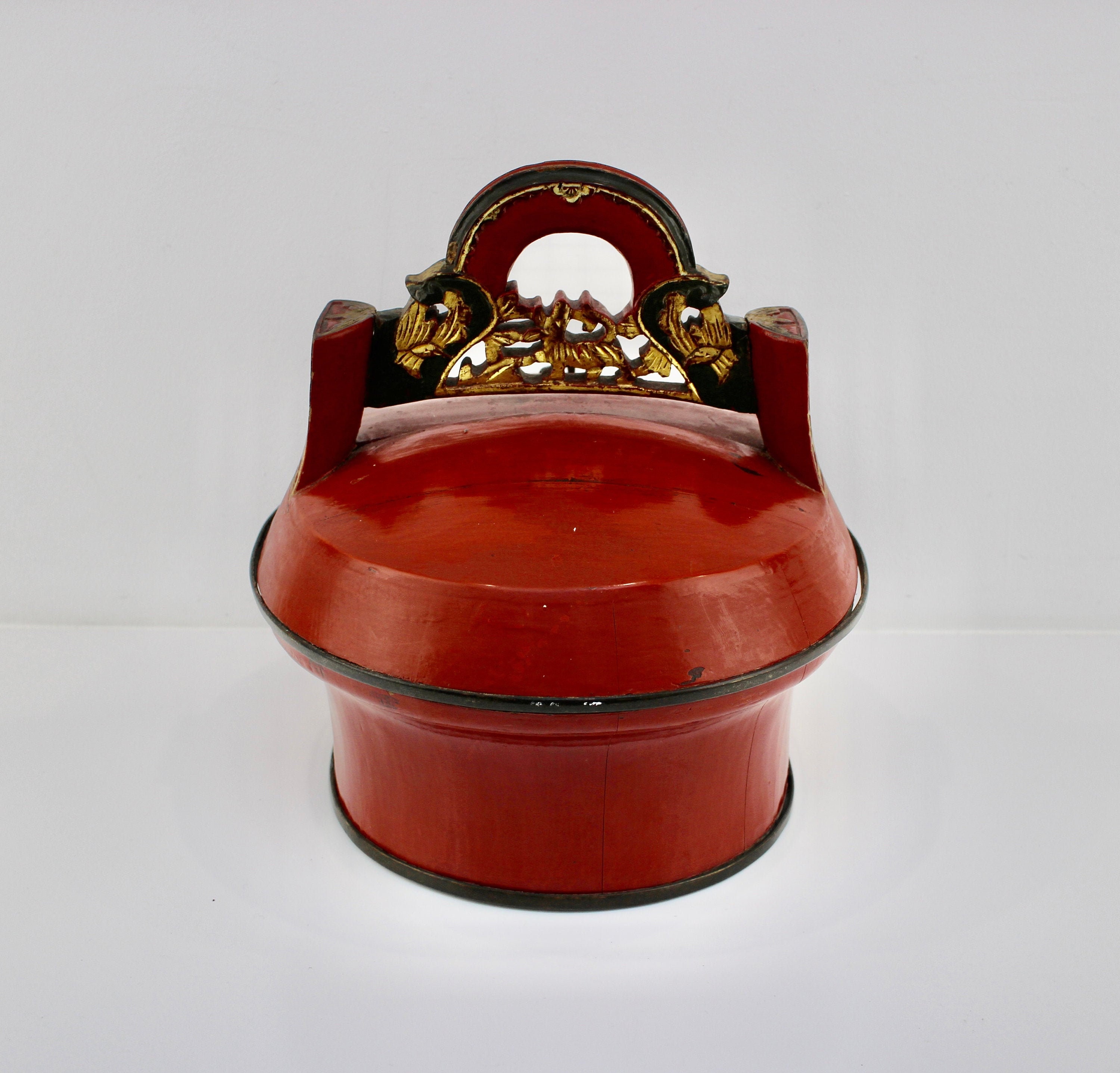 Antique Chinese Wedding Basket Red Lacquered Box Etsy