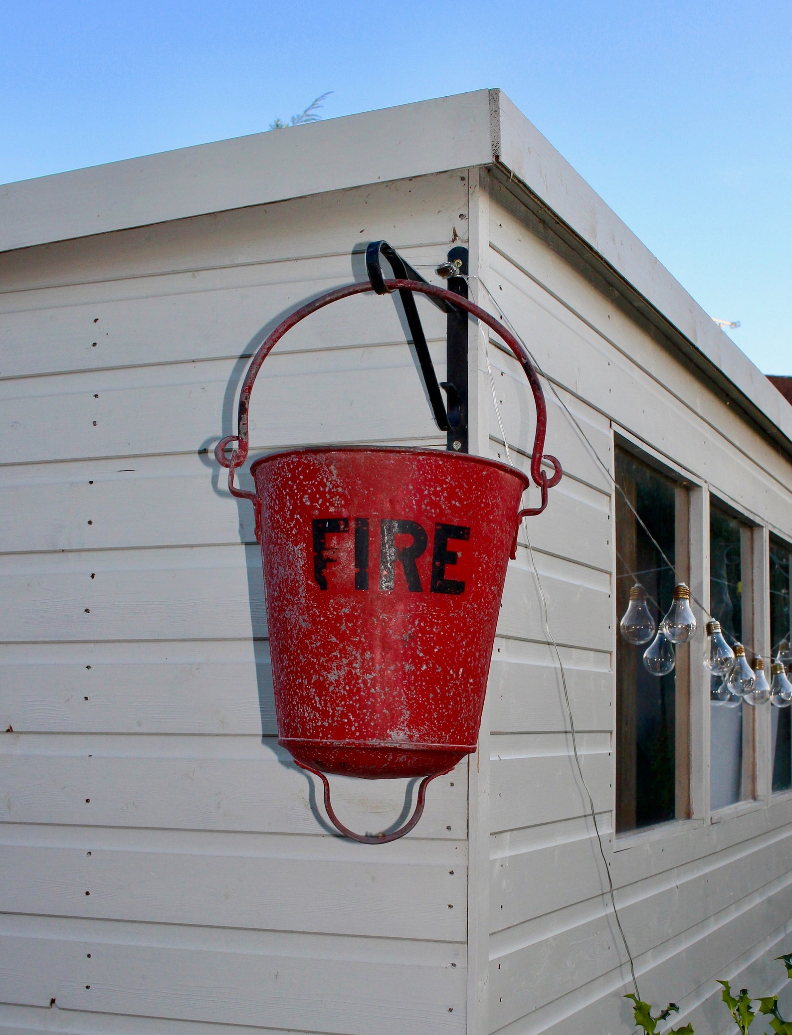 Red Round Bottom Fire Bucket Fire Kindling Hanging Flower Etsy