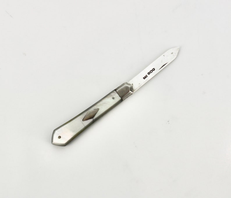 1930 Mother of Pearl Silver Fruit Knife, Art Deco Pocket Knife, 1930 Mother of Pearl Silver Fruit Knife, Art Deco Pocket Knife,