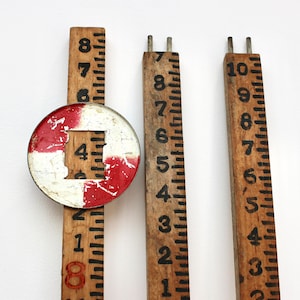 Vintage Holz 3 Abschnitt Flood Gauge 8 'Fuß 8'Zoll