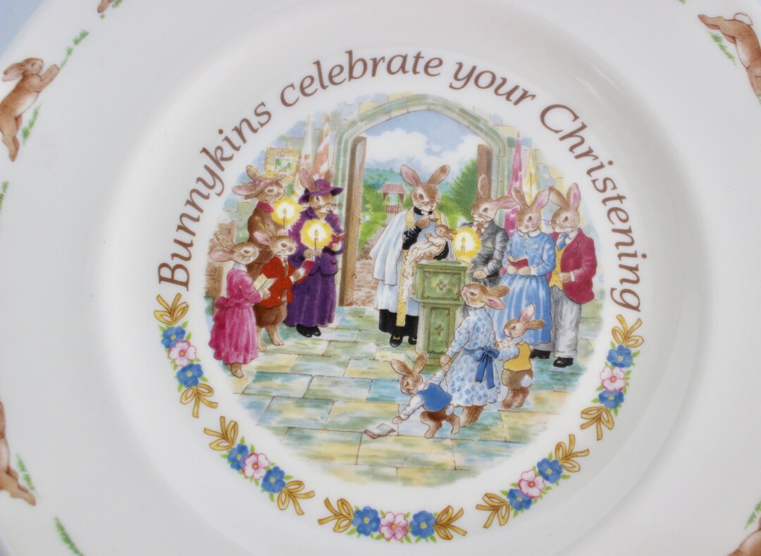 Bunnykins Christening Plate, Christening Gift, Royal Doulton 1988 Etsy