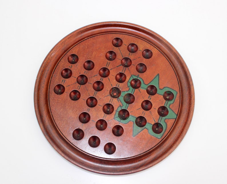 Antique Solitaire Board With Mid Century Marbles Etsy