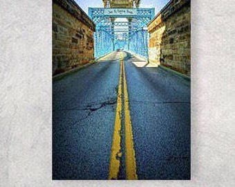 Cincinnati Ohio and the John Roebling Bridge - Cityscape - Wall Art - Home Decor