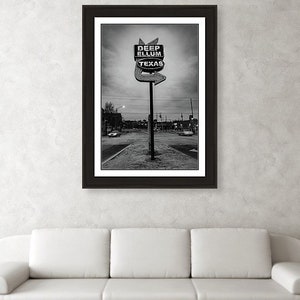 Dallas Texas, Deep Ellum, Neon Sign, Monochrome Decor, Black and White, Urban Landscape, Best Sellers, Architectural Print