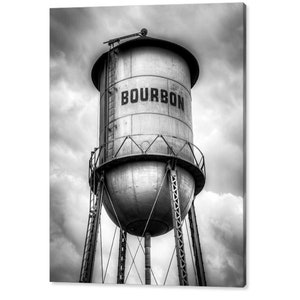 Bourbon Whiskey, Water Tower Tank, Black and White, Bourbon Missouri, Cellar Art, Man Cave Prints, Bourbon Photos, Monochrome Decor