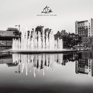 Kansas City Print, Liberty Memorial, Kansas City Fountain, Black and White, Bloch Fountain, Architectural Print, Union Station Monochrome image 3