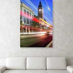 Fayetteville Arkansas Print, Wall Art Print, Fayetteville Arkansas Cityscape, Architectural Decor, Light Trails, Northwest Arkansas Art