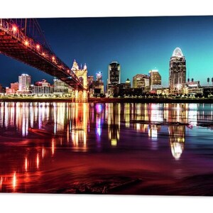 Cincinnati Skyline Art Print: Morning Reflections, Ohio River Cityscape