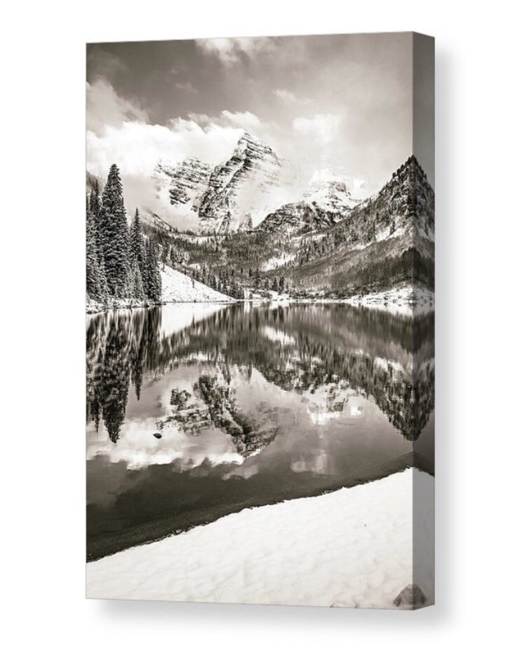 Maroon Bells Winter Landscape Print: Aspen Colorado Sepia Wall Art - Etsy
