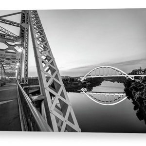 Nashville Bridge Print: Korean Veterans Memorial, Cumberland River, Black and White