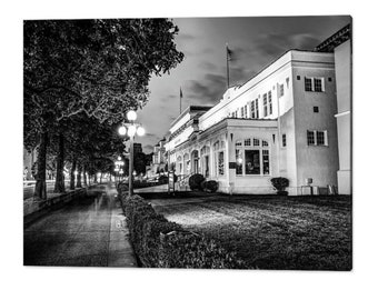 Bathhouse Row Print: Hot Springs Arkansas Architecture, Black and White Cityscape