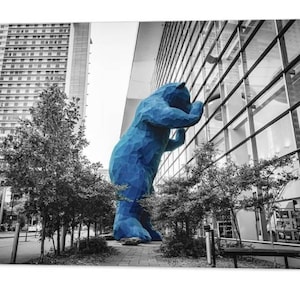 Denver Colorado Big Blue Bear, Convention Center, Mile High City, Kid Room Decor, Monochrome, Selective Color, Architectural, Landmark