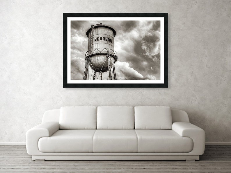 Bourbon Whiskey Print, Bourbon Barrel Art, Bourbon Canvas Print, Bourbon Wall Decor, Whiskey Decor, Sepia Art, Clouds and Sky image 4