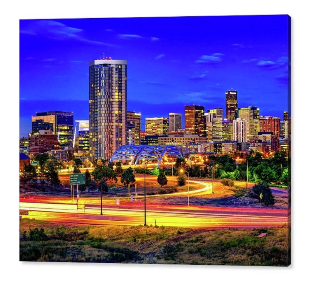 Downtown Denver Skyline Speer Boulevard Platte River Bridge Etsy