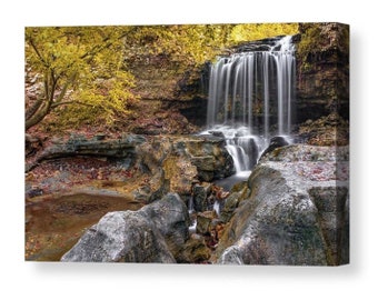 Tanyard Creek Waterfall, Bella Vista Arkansas, Autumn Landscape, Northwest Arkansas, Ozark Mountain Prints, Waterfall Decor, Bentonville Art