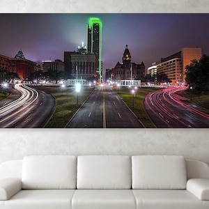 Dallas Texas, Skyline Panorama, Dealey Plaza, Cityscape Art, Wall Decor, Dallas City Skyline, Architecture Print, Downtown Panoramic