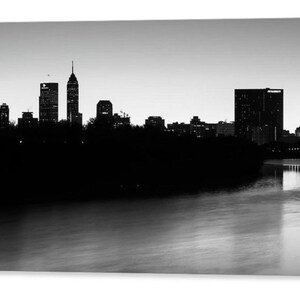 Indianapolis Skyline Print, White River Monochrome, Downtown Indianapolis, Cityscape Architecture, Indiana Print, Black and White