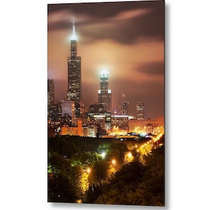 Chicago Skyline Night Print: Cityscape Architectural Art