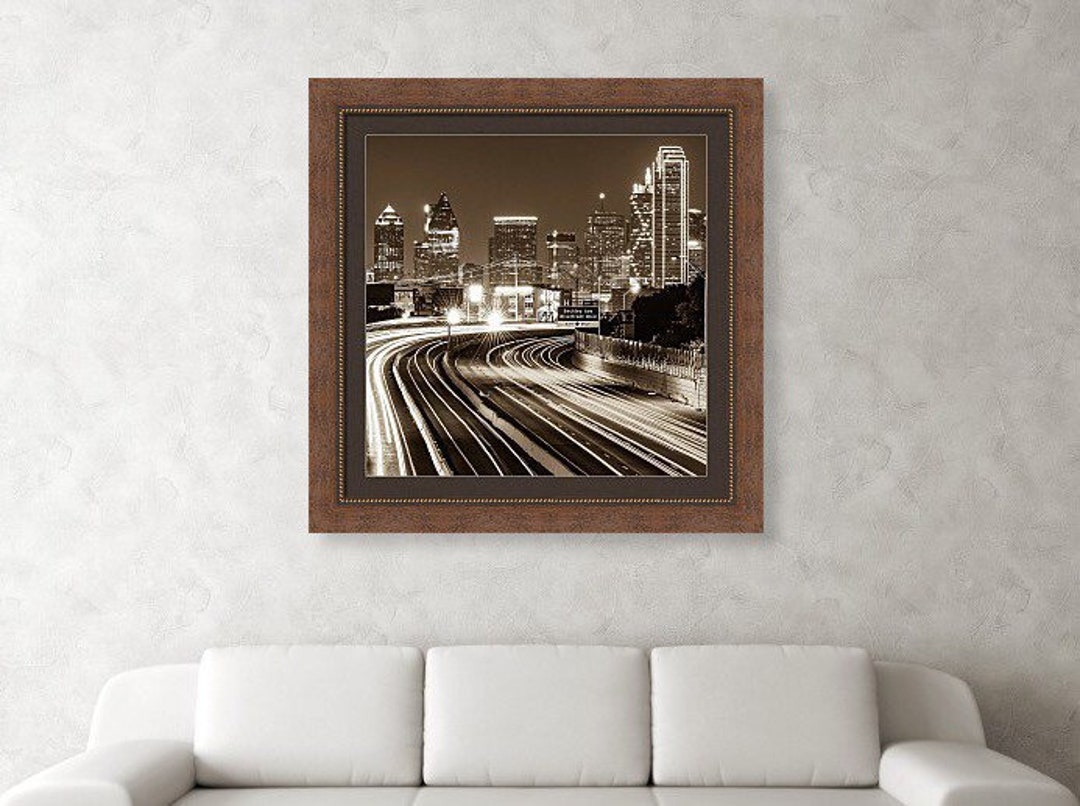 Dallas Texas Skyline Print Sepia Wall Art Square Dallas - Etsy