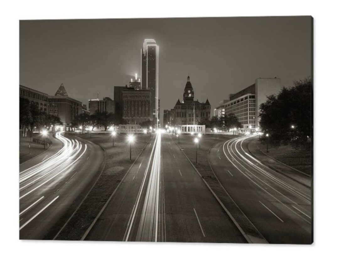 Dallas Skyline, Dealey Plaza, Sepia Art Print, Downtown Dallas, Texas ...