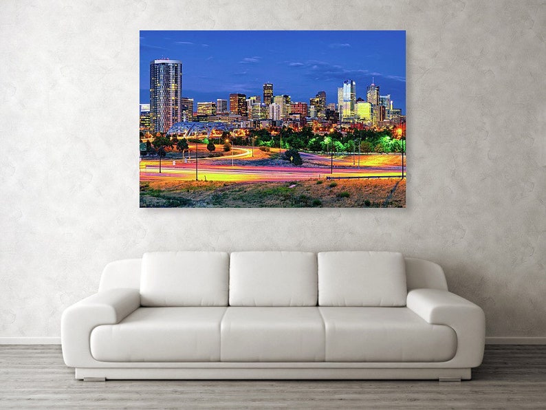 Denver Skyline Wall Art Mile High City Print Denver Colorado Etsy