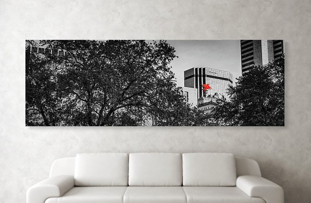 Red Pegasus Dallas Texas Print: Selective Color Cityscape Panorama - Etsy