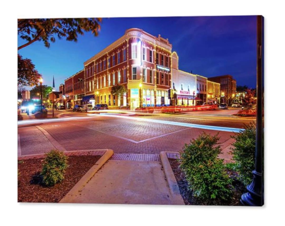 Bentonville Arkansas Downtown Town Square Night Traffic Art Print