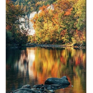 Vintage Roark Bluff, Ozark Mountains, Autumn Landscape, Buffalo National River, Steel Creek, Arkansas Photography, Colorful Fall Foliage