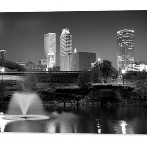 Tulsa Oklahoma Skyline Print: Black and White Cityscape Art