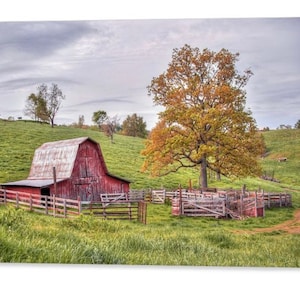 Arkansas Barn, Rural Photography, Farmhouse Decor, Red Barn Print, Northwest Arkansas, Ozark Mountains, Autumn Landscape, Nature Prints