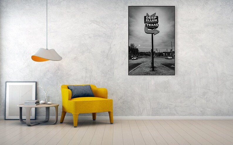 Dallas Texas Deep Ellum Neon Sign Monochrome Decor Black - Etsy