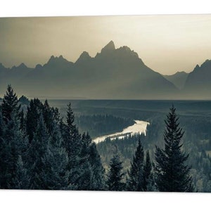 Grand Teton Sepia Print: Snake River Overlook, Wyoming Landscape