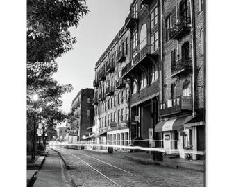 Savannah Georgia River Street Print: Black and White Skyline Photography