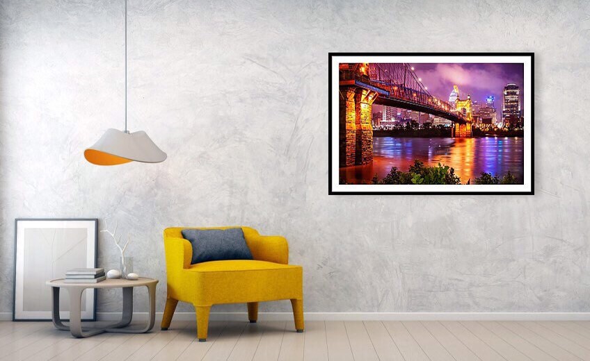 Cincinnati Skyline Print Ohio River Art Colorful Cityscape - Etsy