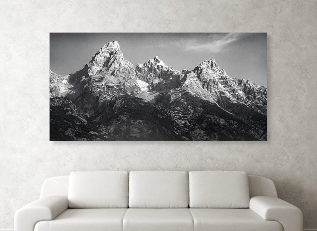 Grand Teton Panorama Print: Black and White Mountain Photography - Etsy