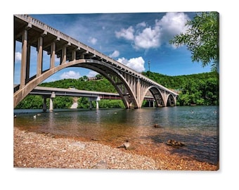 Lake Taneycomo Bridge Print: Branson Missouri Architecture, River Landscape