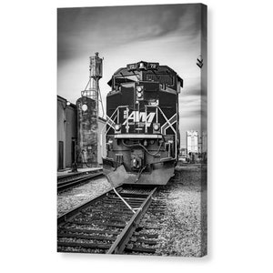 Arkansas & Missouri Railroad Locomotive Print: Springdale Black and White Train Art