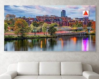 Charles River Autumn Panorama: Boston Citgo Sign Wall Art