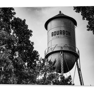 Bourbon Missouri Water Tower Print: Black and White Landscape Wall Art