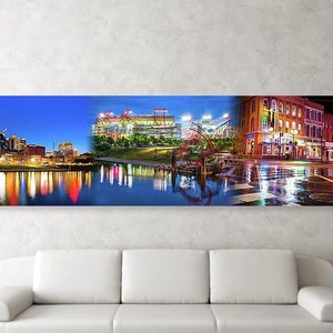 Nashville Tennessee Panoramic Print: City Skyline, Stadium, Broadway