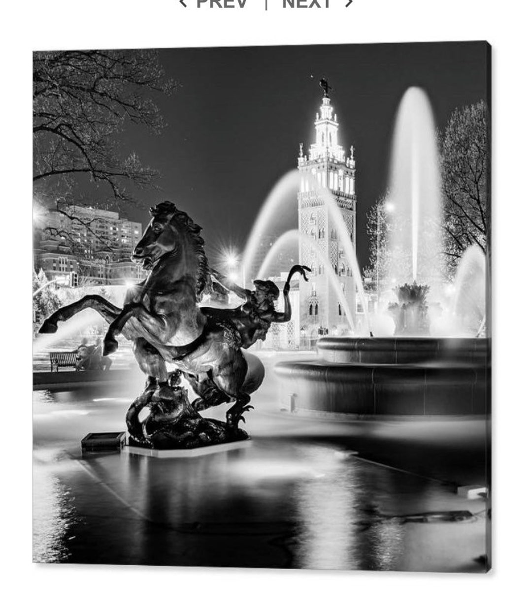 Memorial Fountain Statues, Black and White Kansas City, Country Club