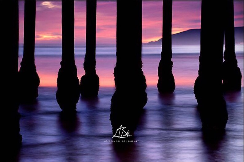 Pismo Beach Pier Art Ocean Sunset Print California Beaches Etsy
