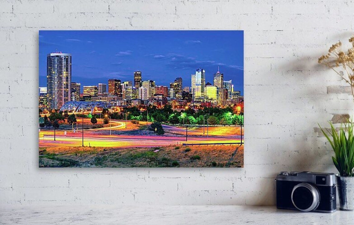 Denver Skyline Wall Art Mile High City Print Denver Colorado Etsy