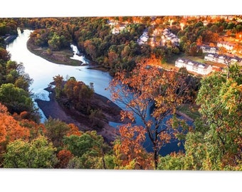 Route 165 Overlook, Branson Missouri, Panoramic Print, Lake Taneycomo, Table Rock, Hollister Landscape Art, Autumn Print, Fall Colors
