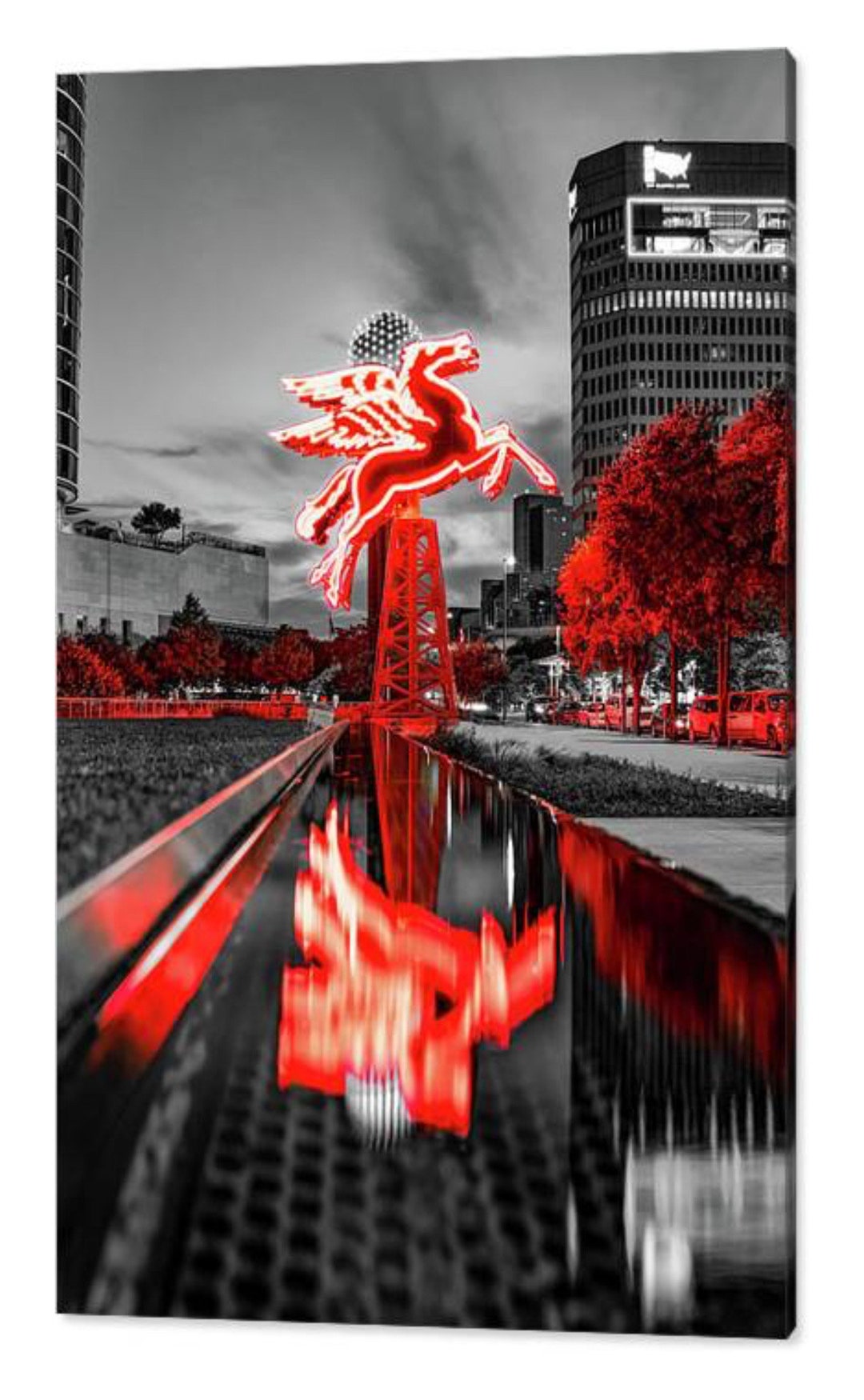 Dallas Pegasus Neon Sign Print: Selective Color Cityscape Wall Art - Etsy