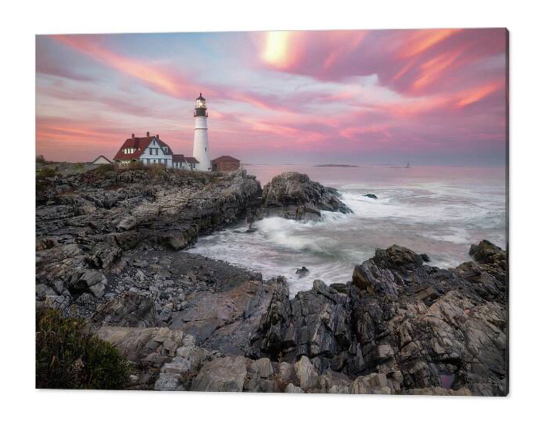 Portland Head Light Sunset Print: Maine Coastal Wall Art - Etsy