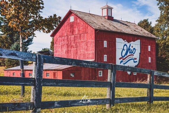 Ohio Bicentennial Barn Delaware County Art Print Columbus Etsy