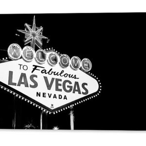 Las Vegas Sign Print: Nevada Neon, Black and White Panorama