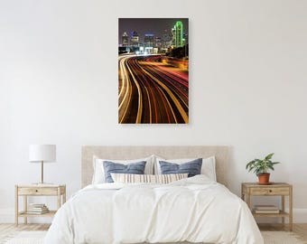 Dallas Skyline Night Print: Downtown Texas Wall Art